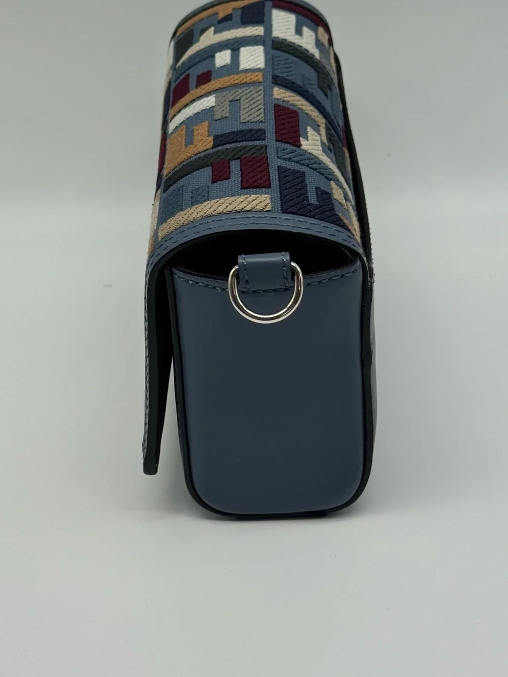 Fendi Vitello King Seta FF Mini Messenger Crossbody Bag with Adjustable Strap